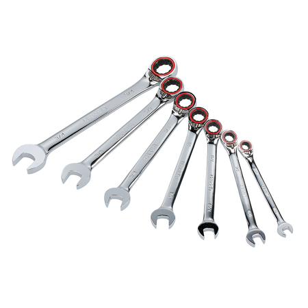 URREA 12-Pt reversible combination ratcheting wrench (set of 7 pieces) inch. 12MR7